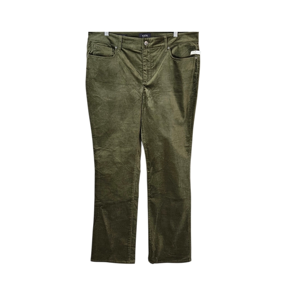 New NYDJ Marilyn Straight Olive Green Velveteen Pants 14P - Picture 2 of 8